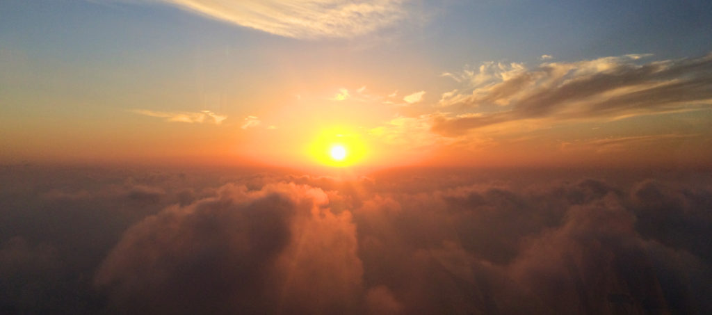 View from Burj Khalifa at sunset